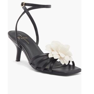 Paolo Black Sandal with Cream Floral Accent